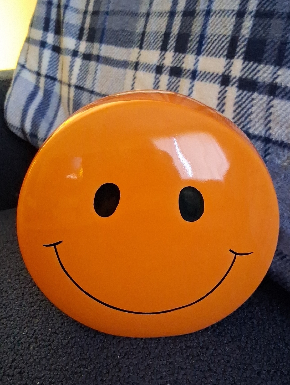 Orange Smiley Face Ceramic Coin Bank